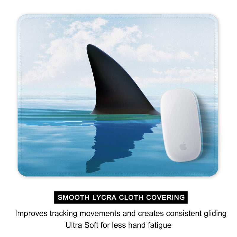 Auhoahsil Mouse Pad, 12 x 10 in Oceans Theme Computer Mouse Pad for Desk, Premium-Textured Non-Slip Rubber Stitched Edges Waterproof Square Mouse Mat for Gaming Work Wireless Mice, Shark - Image 4